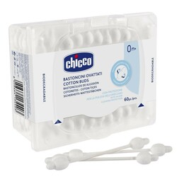Chicco. ПАЛИЧКИ ВАТНІ З ОБМЕЖУВАЧЕМ, 60 ШТ. (8058664134403)