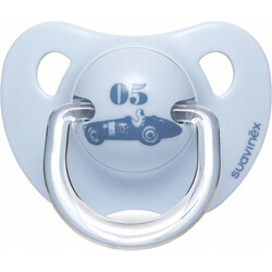 Suavinex.Пустышка анатомическая, 0-6 месяцев, "Истории малышей" / голубая (304391/1)