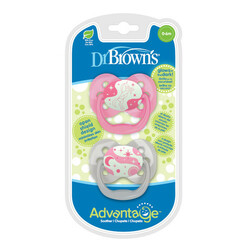 Dr. Brown's. Пустушка ADVANTAGE, нічна з підсвічуванням, колір рожевий, 0-6 мес, 2 шт.(PA12003 - INTLX)