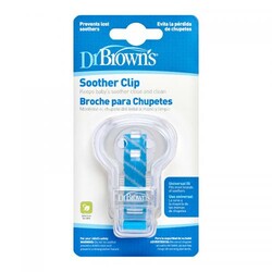 Dr. Brown's. Кліпса для пустушок на стрічці, колір блакитний(990/2 - INTL(Q11))