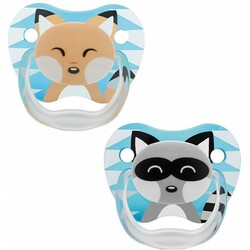 Dr. Brown's. Пустышка PreVent ортодонтическая ночная ( 0-6м+) 2 шт. (PV12015-ES) (енот и лисичка)