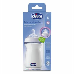 Chicco. Бутылочка пластик, Chicco Natural Feeling, 330мл, 6м+ (80737.00.50)