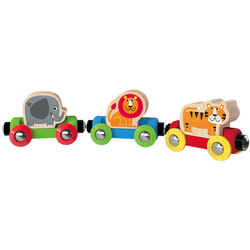 Hape. Паровозик Hape Приключения в джунглях 3 вагона (E3807)