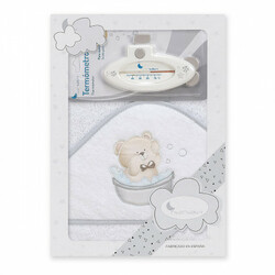 Interbaby.Полотенце Teddy bath + термометр white (8100254)