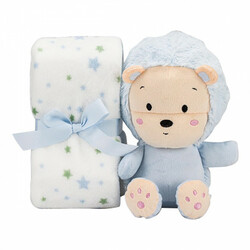 Interbaby.Плед flecce + plush toy lion blue (8100262)