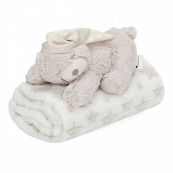 Interbaby.Плед flecce + plush toy bear sleep beige (8100266)