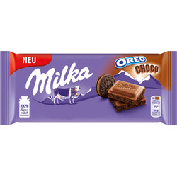 Milka. Шоколад молочний з начинкою какао і шматочками печива Оreo 100г. (7622210578266)