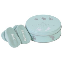 Bam Bam. Подарочный набор для новорожденного в цвете Лагун "Отпечаток ручки, ножки, носочки"