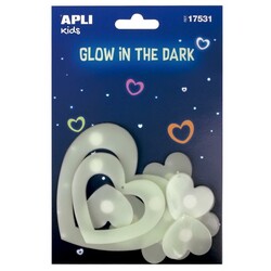 Apli Kids. Люминесцентные светящиеся 3D наклейки  "Сердечки" (8410782175315)
