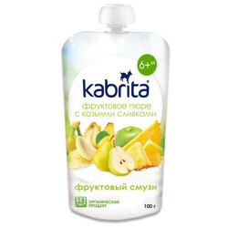 Kabrita. Фруктове пюре з козиними вершками Kabrita "Фруктовий смузи", 6мес+, 100 г(007151)