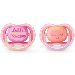 Avent. Пустушка ортодонтическая Philips Avent Ultra air, для дівчинки(6-18 міс.), 2шт. (871010384597