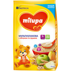 Milupa. Каша молочна Мультизлакова з яблуком і грушею 210 г (042 799)