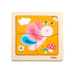  Viga Toys. Деревянный мини-пазл Бабочка, 4 эл. (50136)