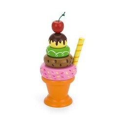 Viga Toys. Игрушечные продукты Деревянная пирамидка-мороженое, оранжевый (6934510513221)