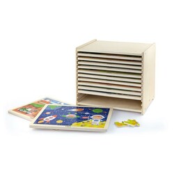 Viga Toys. Набор деревянных пазлов  из 24 эл. со стойкой для хранения, 12 шт. (51428)