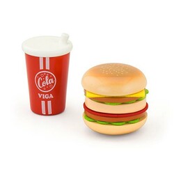 Viga Toys. Игрушечные продукты Деревянные гамбургер и кола (6934510516024)