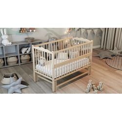 Дубик-М. Кровать детская  Веселка на шарнирах с подшипником +откидная боковина натуральный (8106924)