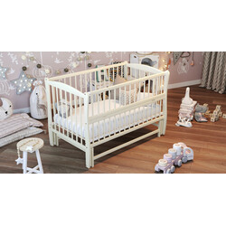 Дубик-М.Кровать дет.Еліт на шарнірах з підшипником + відкидна боковина + різьблення слонова кістка (8106935)