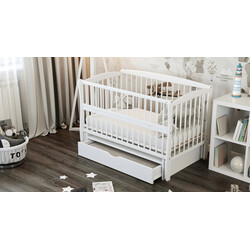 Дубик-М.Кровать детская Элит 2 на шарнирах с подшипником+ящик+откидная боковина белая (8106936)