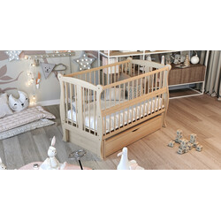 Дубик-М. Кровать детс. Грация на шарнирах с подшипником+ящик+откидная боковина натуральная (8106941)