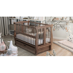 Дубик-М. Ліжко детс.Грація на шарнірах з підшипником + ящик + відкидна боковина горіх (8106942)