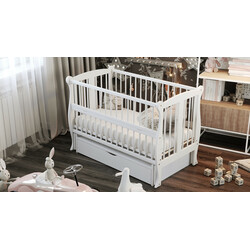 Дубик-М. Ліжко детс.Грація на шарнірах з підшипником + ящик + відкидна боковина біла (8106944)