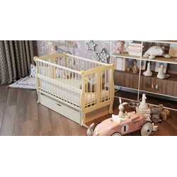 Дубик-М. Кровать детс. Грация на шарнирах с подшипник.+ящик+откидная боковина слоновая кость(8106945