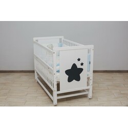 Дубик-М. Ліжко дитяче Зірочка на шарнірах з підшипником + відкидна боковина біла (8106946)