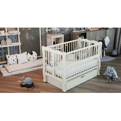 Дубик-М. Кровать дет.Волна на шарнирах с подшипником+ящик+откидная боковина слоновая кость(14885945)