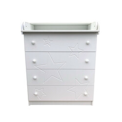 Baby Comfort. Пеленальный комод Stars на 4 ящика белый, фасад МДФ (33901953)