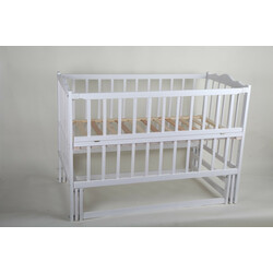 Кроха.Кровать детская на шарнирах с подшипником+фиксация+откидная боковина белая (28281097)