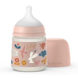 Suavinex. Пляшечка, 150 мл, фізіологічна соска повільний потік, "Лісові історії"/рожева (307022)