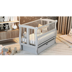 Дубик-М.Кровать детс.Грация на шарнирах с подшипником+ящик+откидная боковина серая(30437532)