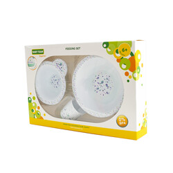 Baby Team. Набір посуду білий (тарілка мілка, тарілка глибока, чашка), (6093)