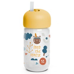 Suavinex. Бутылка с трубочкой, "Лесные истории" / желтая (401207)
