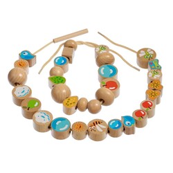 Іграшки з дерева. Намиста "Асорті" 32 штук (Д415)