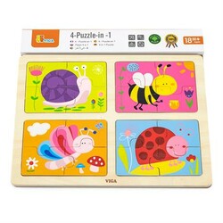 Viga Toys. Набір дерев'яних пазлів Комахи 4 в 1 (50189)