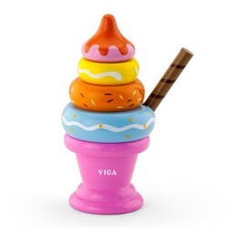 Viga Toys. Игрушечные продукты  Деревянная пирамидка-мороженое, розовый (51321)