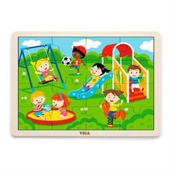 Viga Toys. Деревянный пазл  Парк развлечений, 16 эл. (51454)