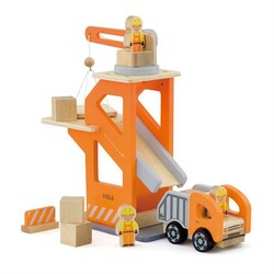 Viga Toys. Дерев'яний ігровий набір Підйомний кран і самоскид (51616)