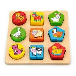 Viga Toys. Дерев'яний пазл-сортер Фігури і звірята (59585)