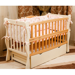 Goydalka. Ліжко "Sofi" (600*1200)  (бук) фарбоване (біле, слонова кість)  (1B35-2,9-1,2)