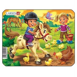 LARSEN. Пазл рамка-вкладиш LARSEN Ферма. Маленький наїзник, серія МІНІ (Z11-1)
