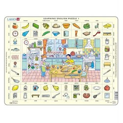 LARSEN. Пазл рамка-вкладиш LARSEN Вчимо англійську. Кухня, серія МАКСІ (EN1)