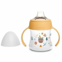 Suavinex. Чашка з силіконовим носиком, 150 мл,+4 місяці, "Лісові історії"/жовта (306941)