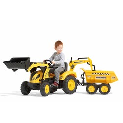 Falk. Дитячий трактор на педалях з причепом, переднім та заднім ковшами Falk Komatsu (2086W)