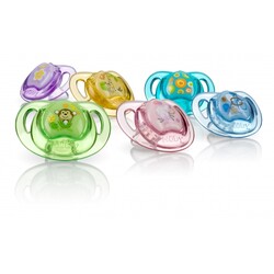 Nuby. Пустышка "Prizm", форма "ортодонтическая" (цвет в асорт.6, 1шт.уп.) 0-6m + (985 906)