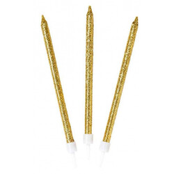 Talking Tables. Праздничные свечи для торта с блестками (золотой, 16 шт) (5052715104400)