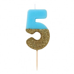 Talking Tables. Праздничная свеча для торта, цифра 5 (голубая) (5052715095661)