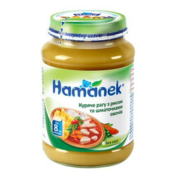 Hame. Пюре Hamenek "Куриное рагу с кусочками овощей" 190г. 8 мес+ (735111)